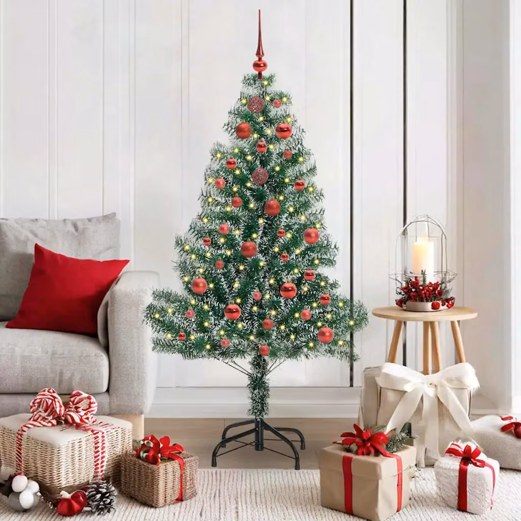 Albero di Natale Artificiale Imbiancato con Luci LED Warm White vidaXL, Altezza: 150 cm