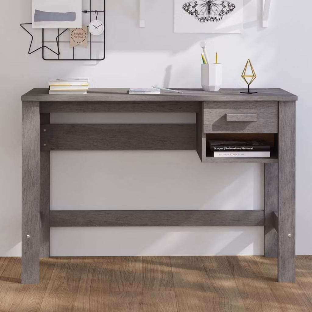 vidaXL Scrivania HAMAR Grigio chiaro 110x40x75 cm in legno di pino massiccio - Scrivania - Scrivania - Scrivania in legno - Scrivania per ufficio