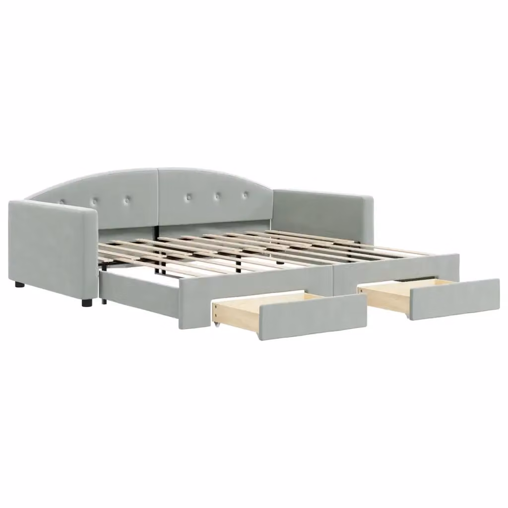 Divano Letto Estraibile con Cassetti vidaXL in Velluto Grigio L/P/H: 90 x 190 cm – 2