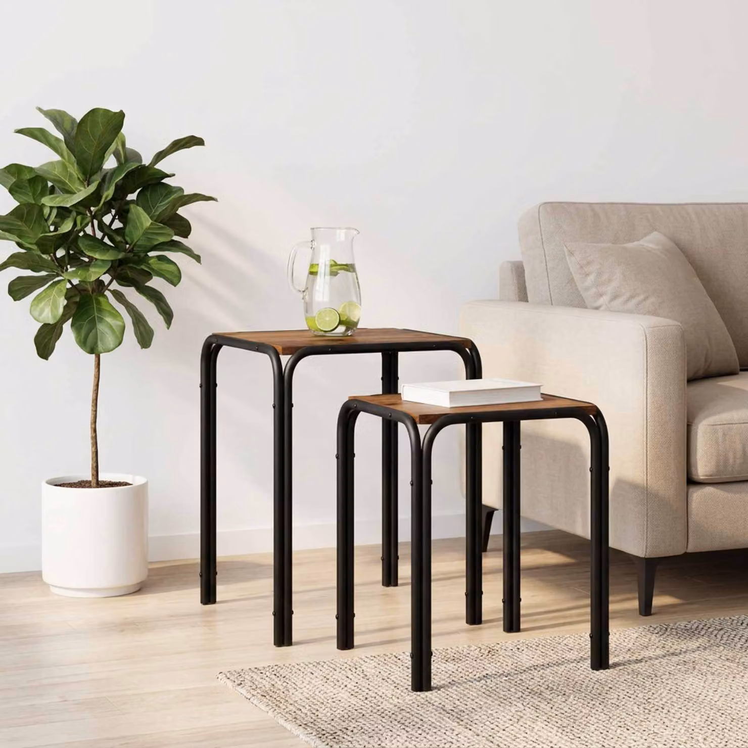 vidaXL Tavolo laterale moderno in legno marrone L/P/H: 41 x 40 x 50 cm