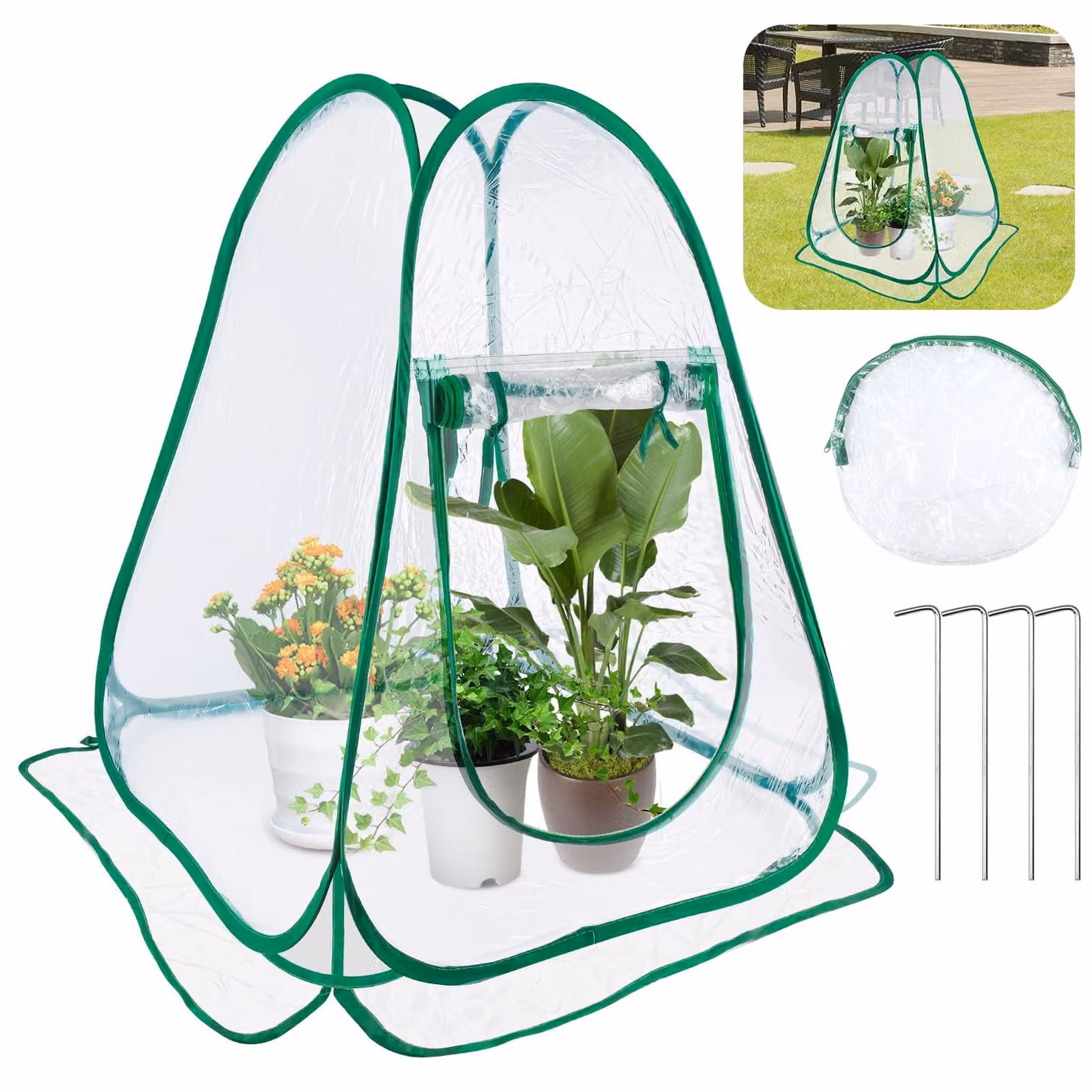 Mini serra da giardino, serra trasparente per piante in vaso, dimensioni 70 x 70 x 80 cm