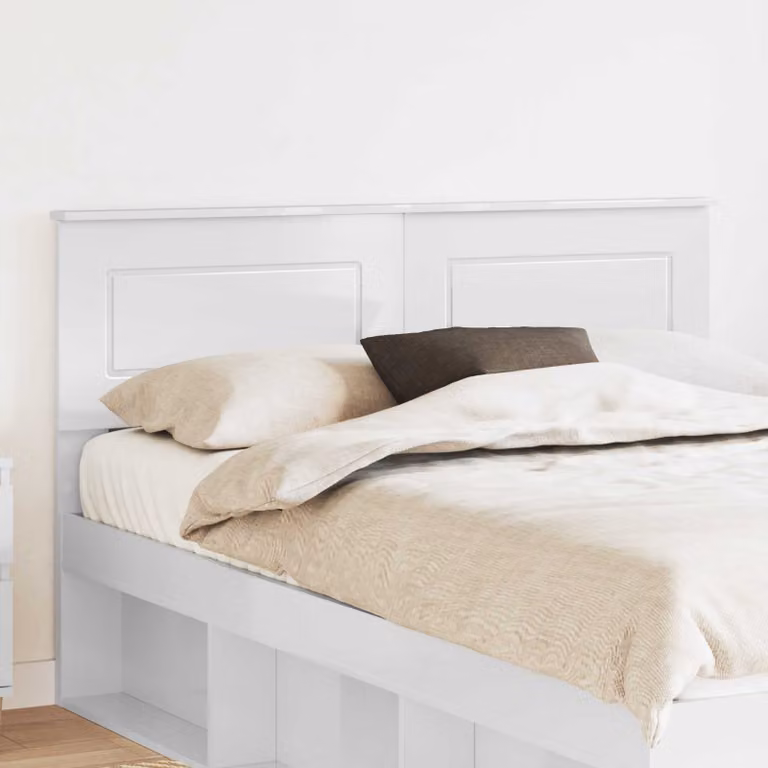 Testiera per letto moderna vidaXL in legno ingegnerizzato bianco lucido L: 143 cm, H: 90 cm, P: 3 cm