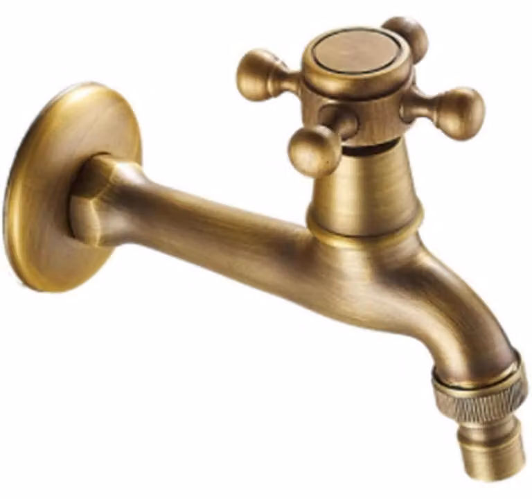 Rubinetto vintage, in ottone anticato, da 1/2 pollice, per montaggio a parete, adatto per bagno, cucina e giardino