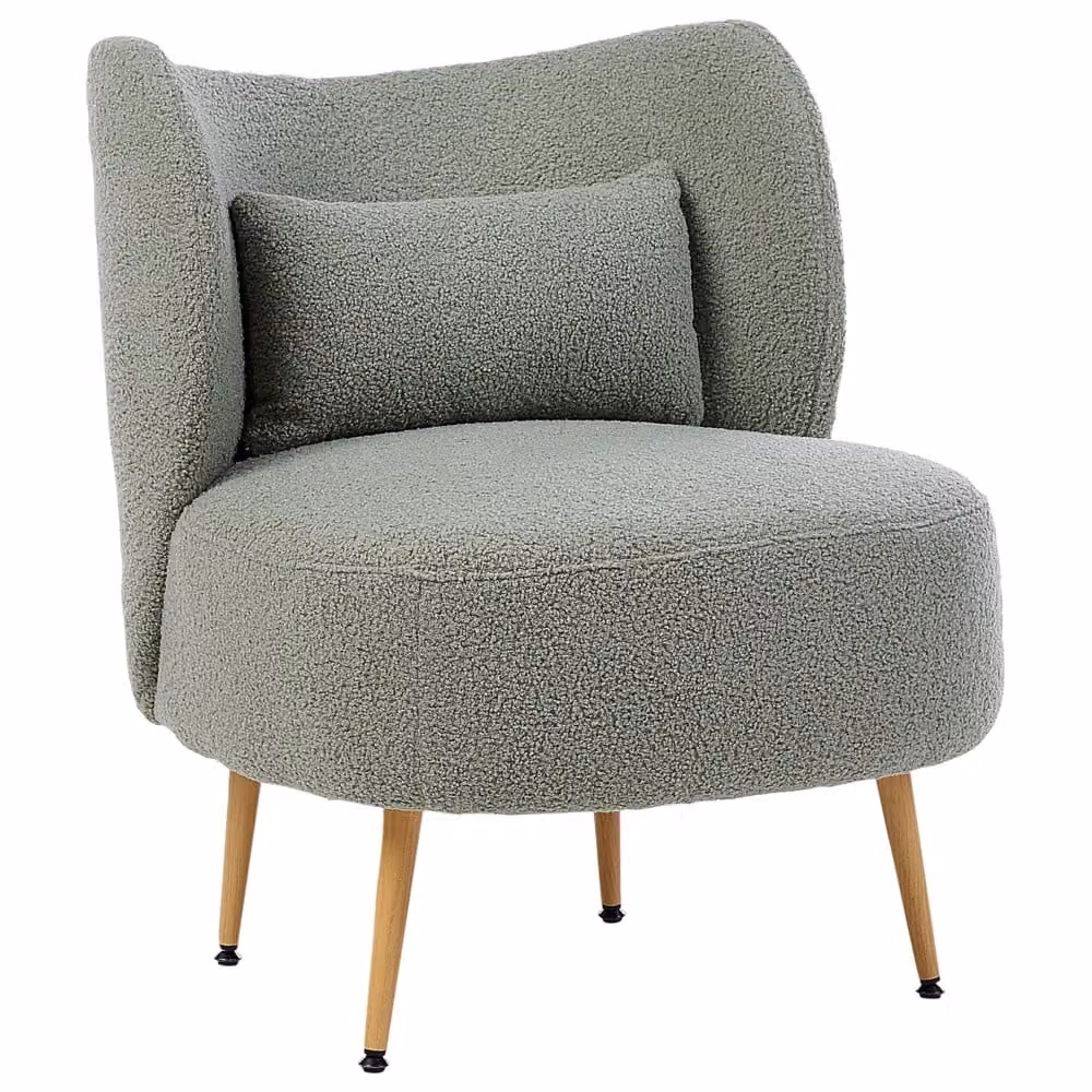 Poltrona da salotto Beliani in tessuto bouclé verde con schienale curvo stile glamour per il tuo soggiorno