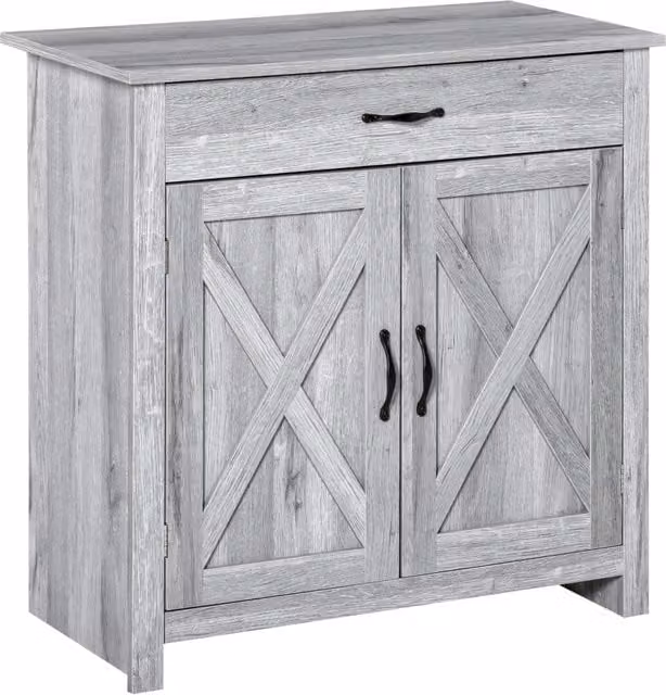 Credenza XYLO con cassetto e ante in legno grigio chiaro L: 80 cm, P: 39,7 cm, H: 80 cm