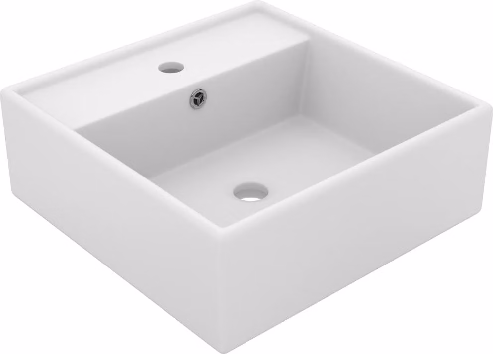 The Living Store Lavabo con troppopieno quadrato bianco opaco 41x41 cm