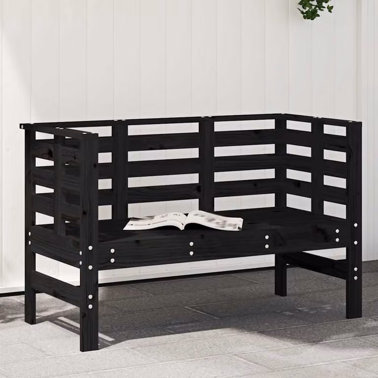 vidaXL Panca da Giardino in Legno di Pino Nero con Braccioli L/P/H: 111,5 x 53 x 71 cm