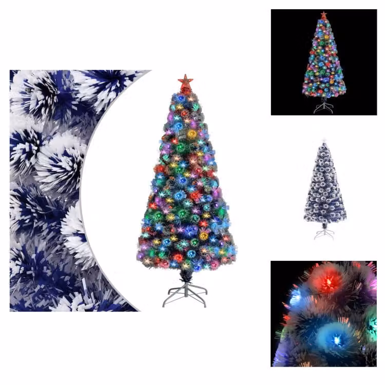 vidaXL Albero di Natale artificiale con illuminazione 150 cm in fibra di vetro - Alberi di Natale