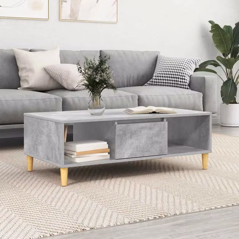 vidaXL Tavolino da salotto rettangolare in MDF grigio, L 102 x P 55 x H 35 cm