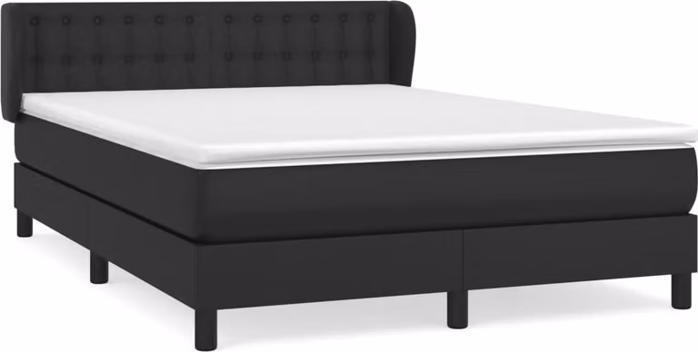 Giroletto a Molle con Materasso Nero 140x190 cm in Pelle finta