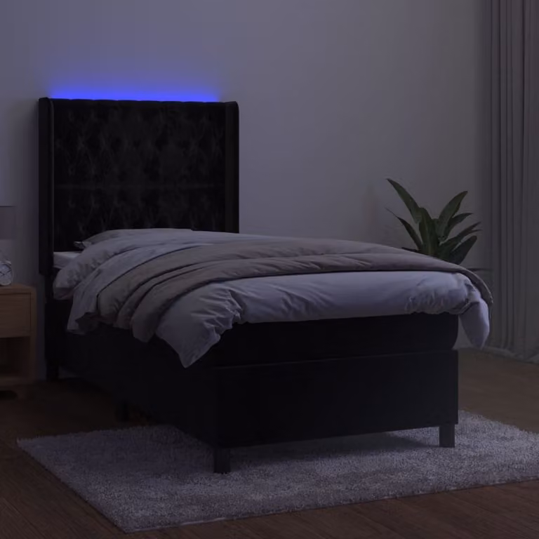 Maison Exclusive - Letto a Molle con Materasso e LED Nero 90x190 cm in Velluto
