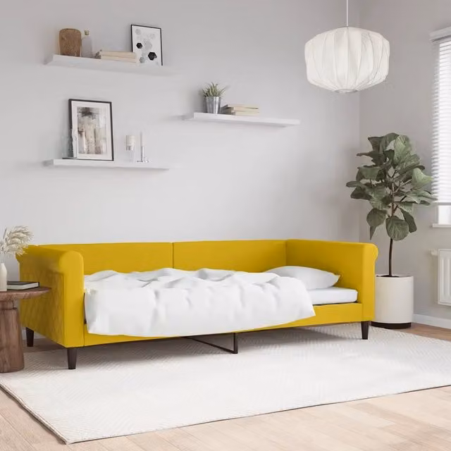 Letto singolo | Letto per adulti | Letto da Giorno Giallo 90x200 cm in Velluto