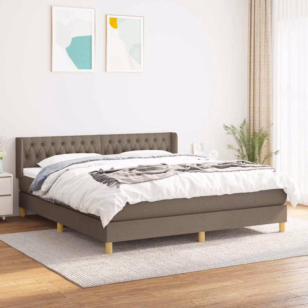 vidaXL Letto Ibrido con Giroletto a Molle e Materasso in Tessuto, L/P: 180 x 200 cm – 1