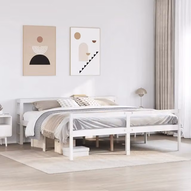 Letto Anziani con Testiera Bianco 180x200cm Legno Massello Pino 3305872