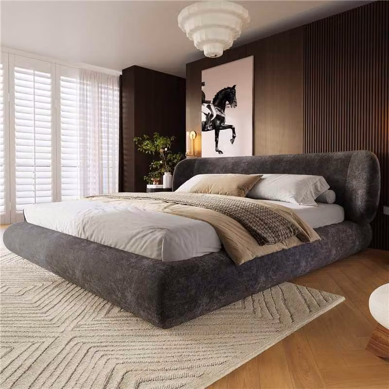 Letto imbottito okwish 140x190 con materasso, testiera arrotondata, letto matrimoniale con rete a doghe, imbottitura elastica, letto per ragazzi, colore grigio