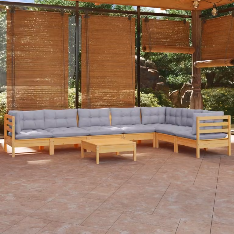 Maison Exclusive - Set Divani da Giardino 8 pz con Cuscini Grigi Massello di Pino