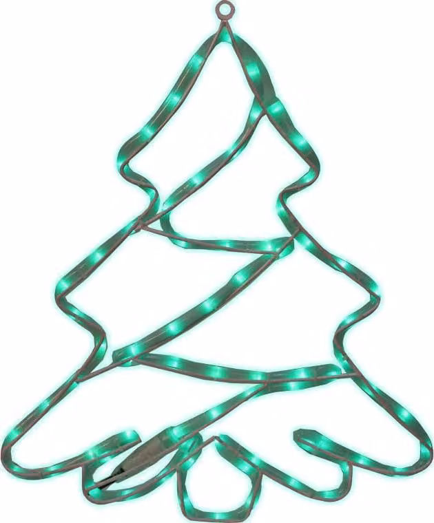 Albero di Natale in neon con luci LED verdi, da appendere, alimentazione a rete, dimensioni 50 x 40 cm