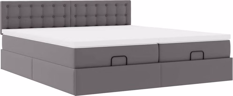 Struttura Letto Pouf con Materassi Grigio 180x200 cm Pelle finta