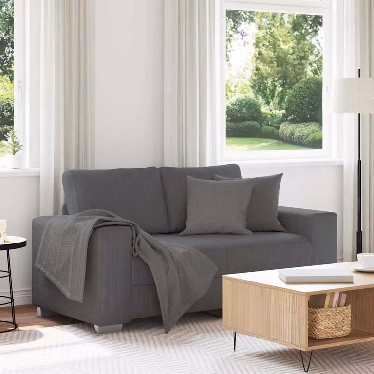Divanetto moderno vidaXL in velluto a coste grigio L: 160 cm, P: 77 cm, H: 82 cm