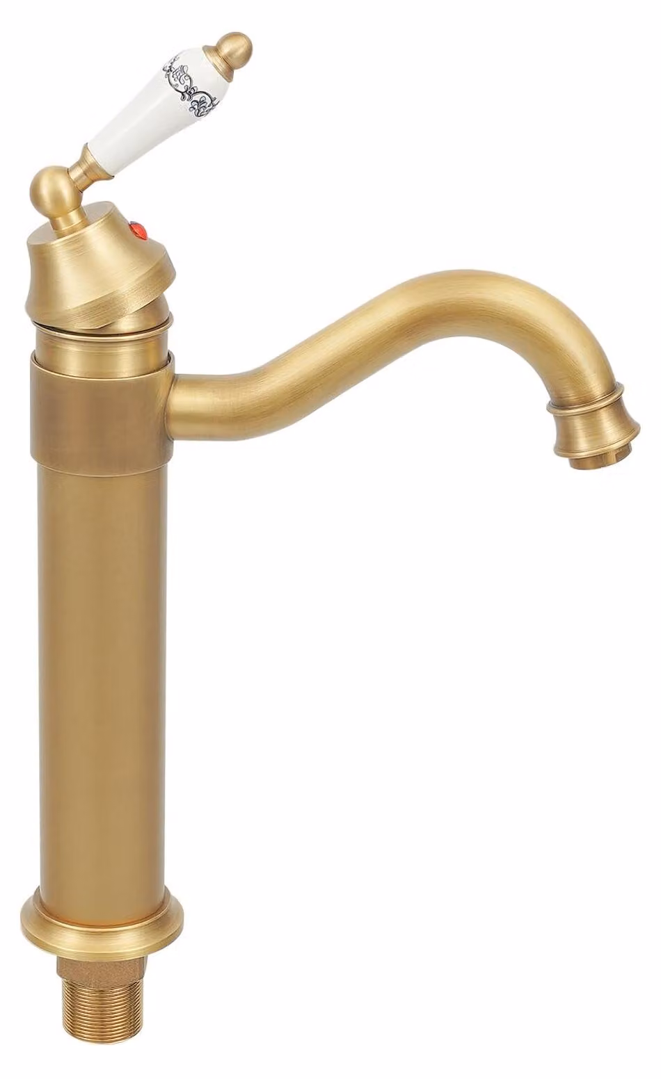 Miscelatore per lavabo in ottone anticato, girevole a 360°
