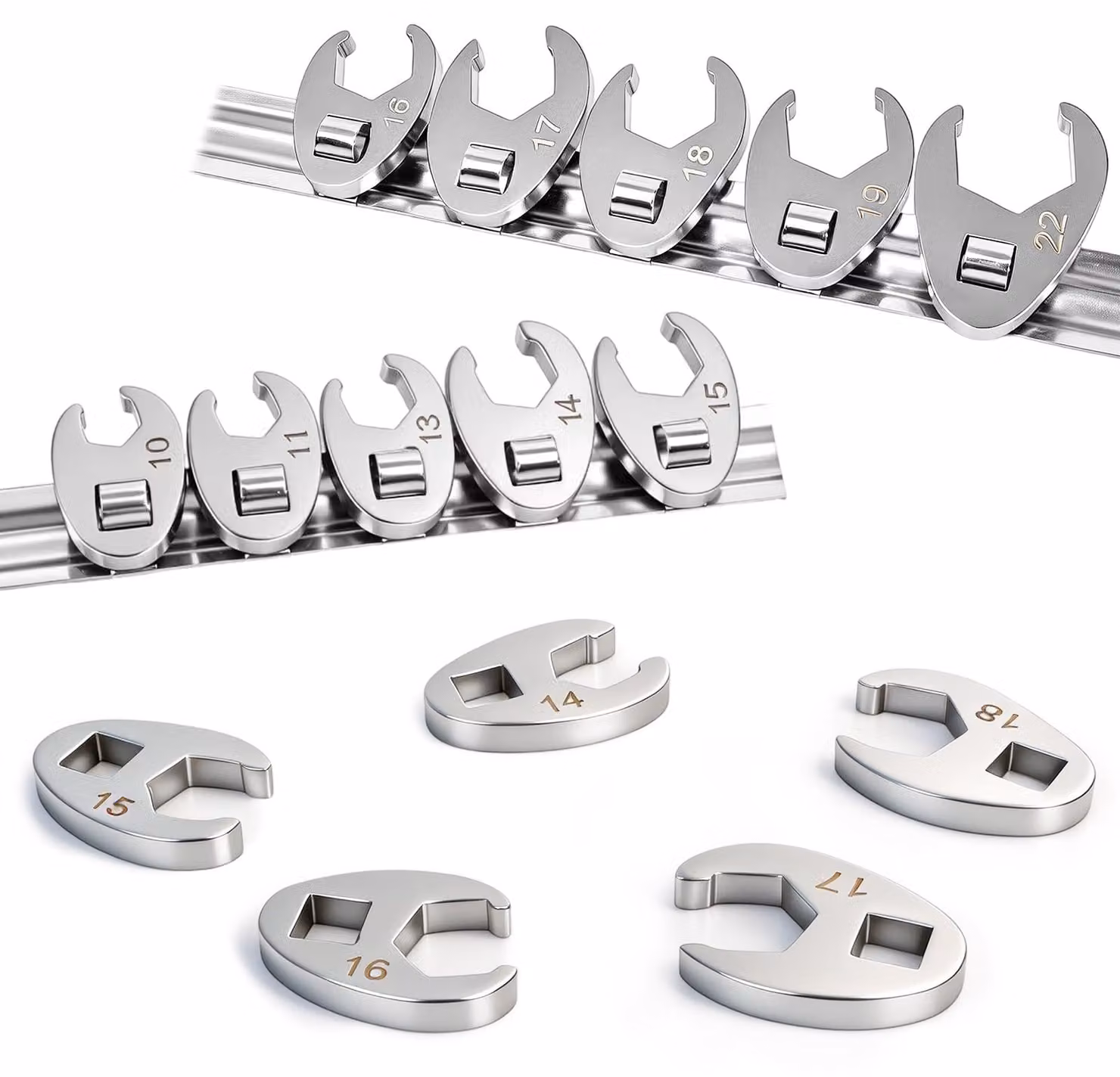 Set di chiavi a bussola metriche, 10 pezzi, da 10 a 22 mm, con chiave dinamometrica e cricchetto, per uso in officina