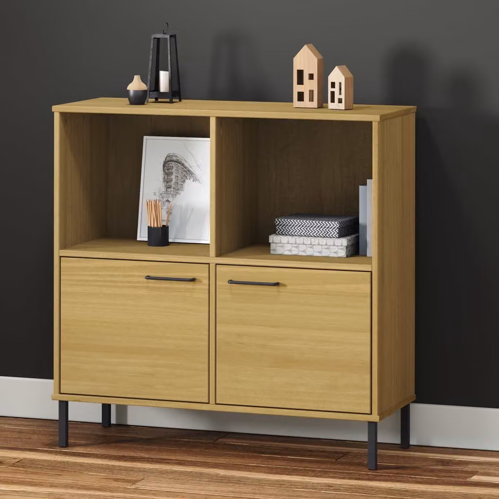 Libreria OSLO vidaXL in legno di pino e metallo marrone L 90 cm x P 35 cm x H 90,5 cm