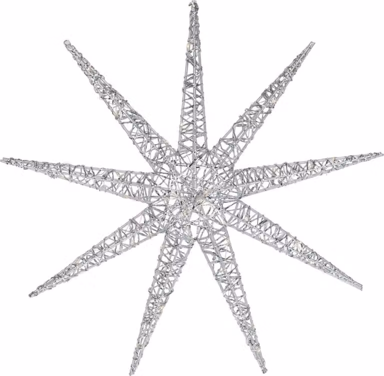 Fiocco di neve sospeso 50 LED - Decorazione luminosa natalizia in argento