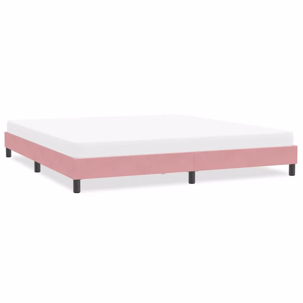 vidaXL Giroletto in Velluto Rosa con Listelli in Legno L/P/H: 200 x 220 cm