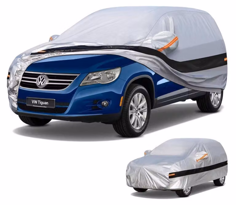 Copertura per auto SUV, 10 strati, impermeabile, colore argento, compatibile con VW Tiguan dal 2007 al 2025