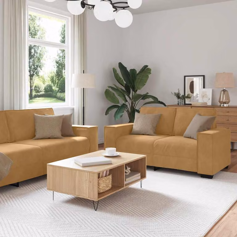 Maison Exclusive - Set divano a 2 posti con cuscini in velluto marrone