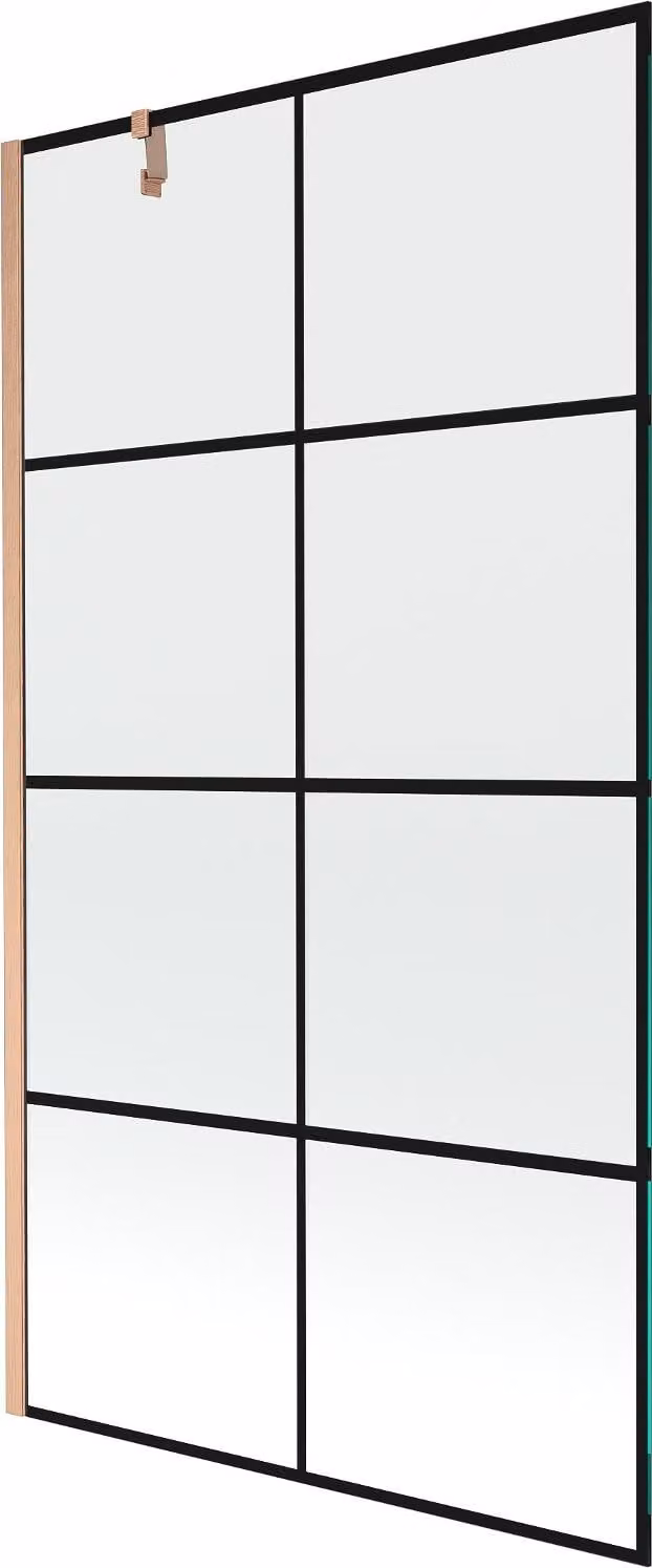 Mexen Next paratia da bagno a 1 anta 100 x 150 cm, griglia nera, rame spazzolato - 895-100-000-00-77-65
