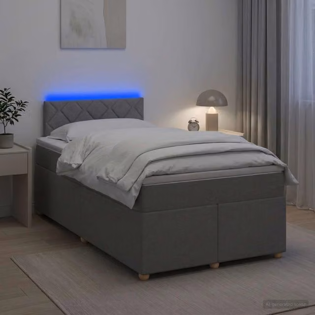Letto box spring ibrido vidaXL con materasso a molle insacchettate e base contenitore, Grigio, L/P: 120 x 200 cm