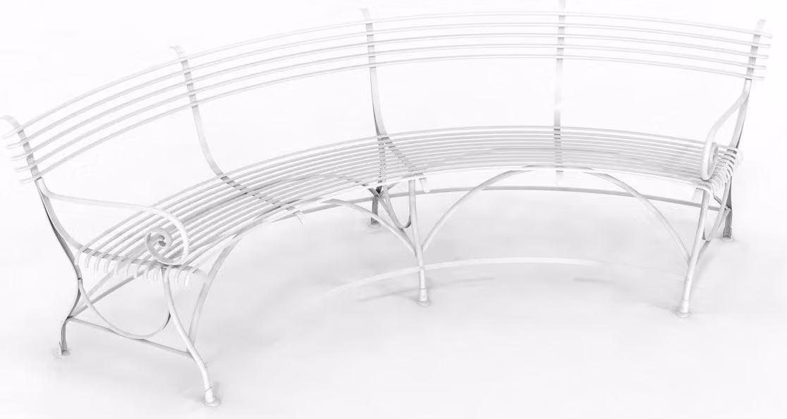 Casa Padrino Panca da giardino in stile liberty 190 x 148 x h. 90 cm - Vari colori - Panca in ferro battuto curvato con piedi a zoccolo di cavallo - Mobili da giardino e patio in ferro battuto in stile liberty