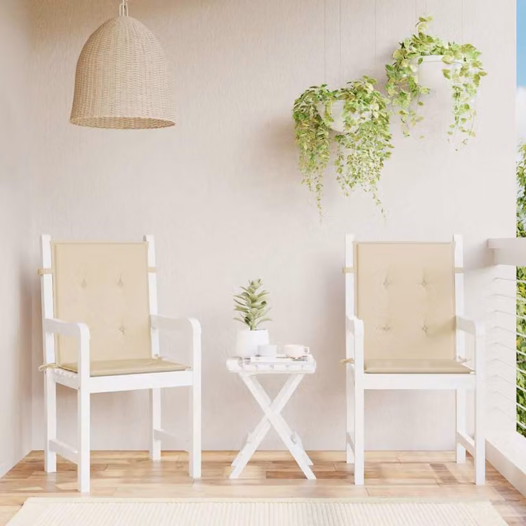 Set di 2 cuscini per sedie da giardino vidaXL beige, impermeabili e traspiranti, L 100 cm x P 50 cm x H 3 cm