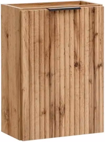 Mobile sottolavabo sospeso Meublorama in legno color marrone rovere con ante a battente per bagno moderno