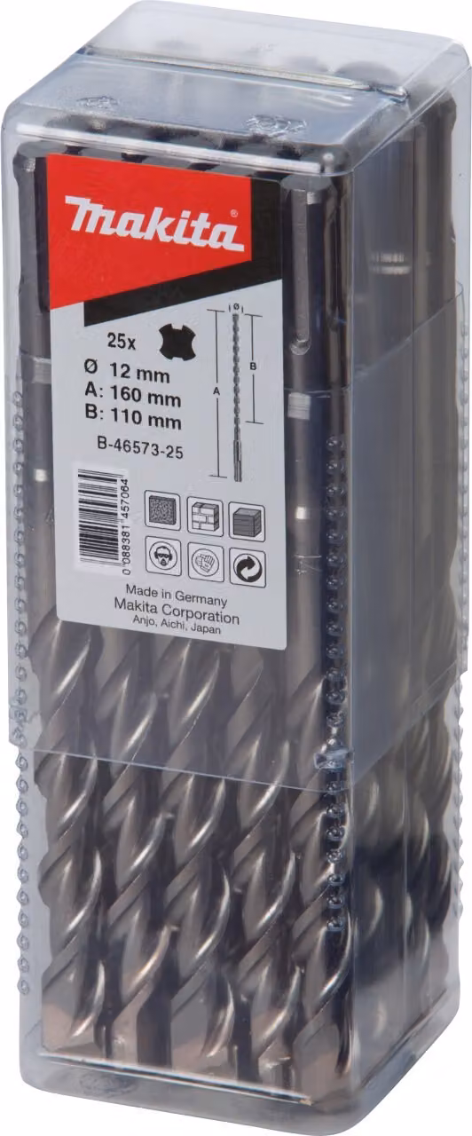 Trapano a percussione B-46573-25 D.12mm L.160mm SDS-VPLUS Lavoro-L.110mm