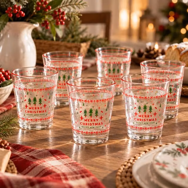 Set 6 bicchieri acqua vetro 235 ml Xmas