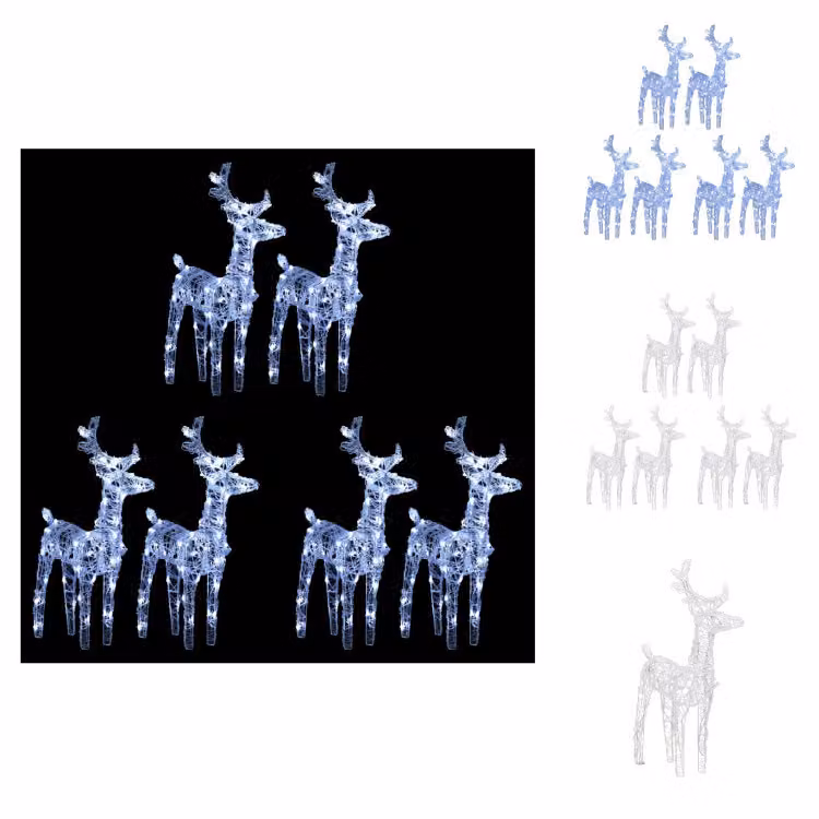 vidaXL LED Renna 6 pz. Bianco freddo 240 LED acrilico - Illuminazione natalizia