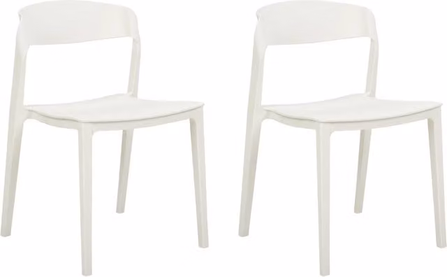 Set di 2 sedie da pranzo bianche impilabili con gambe senza braccioli Sedie da conferenza in plastica Design moderno contemporaneo Sedute per la sala da pranzo