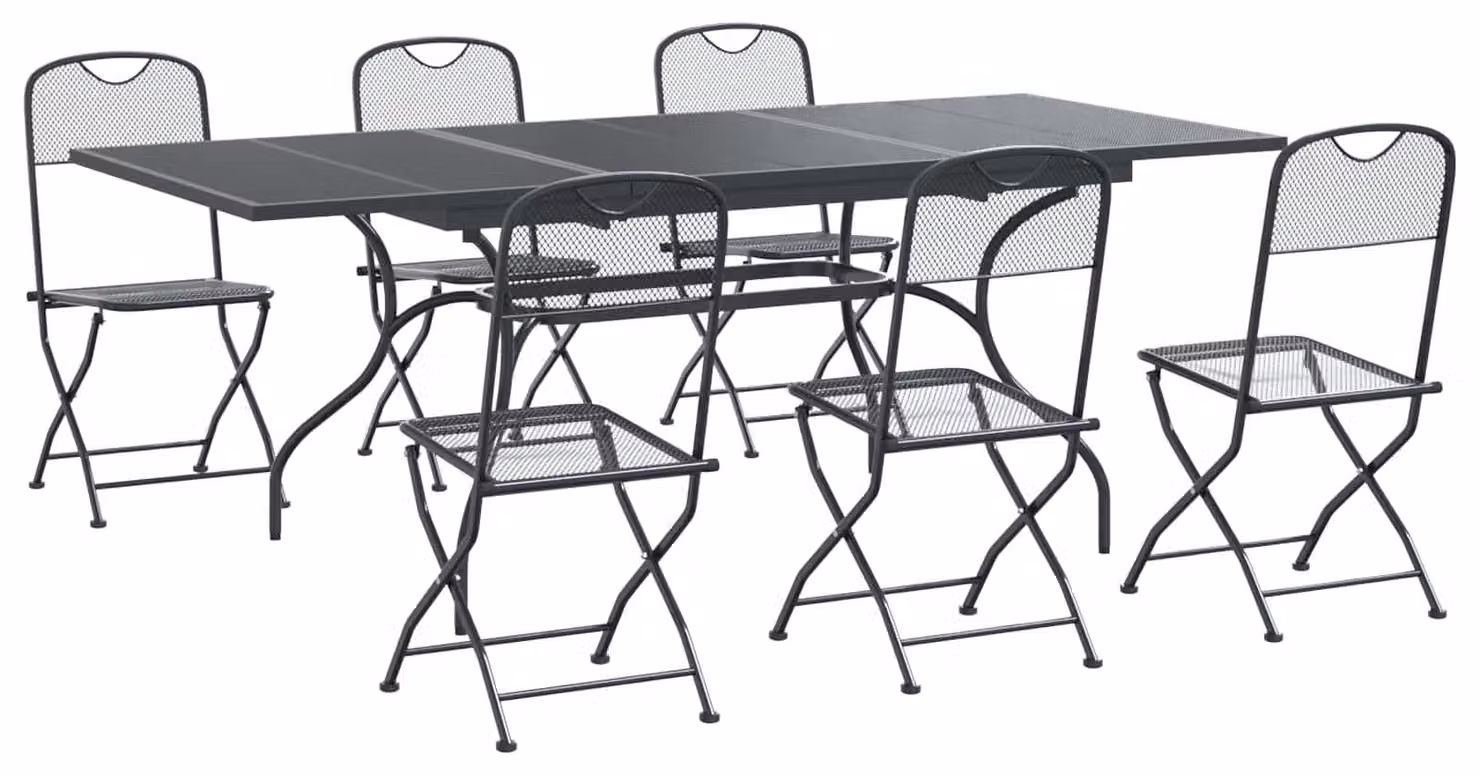 Set da Pranzo per Giardino 7 pcs Antracite 212 x 90 x 76 cm