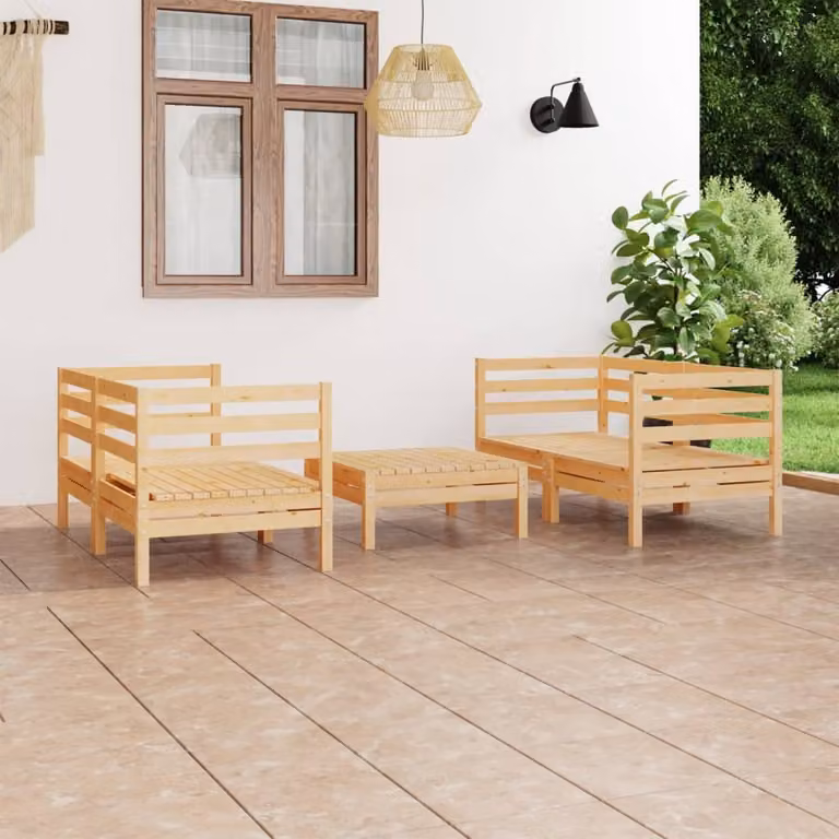 Maison Exclusive - Set da esterno per lounge, composto da 5 pezzi, in legno massello di pino