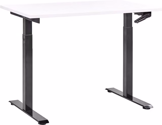 Scrivania regolabile in altezza BELIANI con piano in legno bianco e telaio in metallo nero L: 120 cm, P: 72 cm, H: 119-120 cm