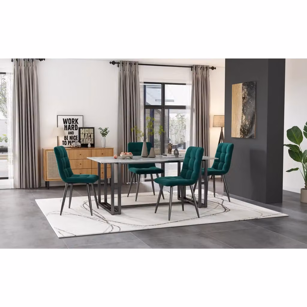 Set di 4 sedie da pranzo Mivray in velluto verde con gambe in metallo per cucina e sala da pranzo L: 41 cm, P: 41 cm, H: 86 cm – 2