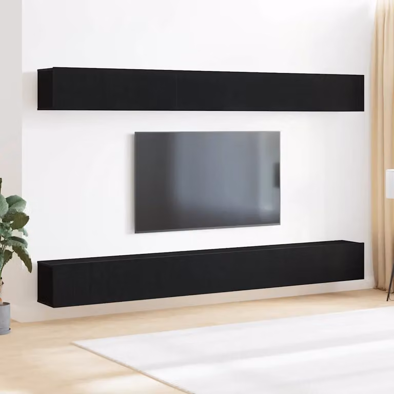 Set mobile TV moderno vidaXL in legno ingegnerizzato MDF, 6 pezzi, Nero e Rovere