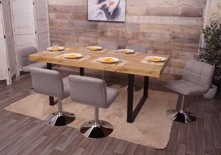 Set da 6 sedie da pranzo Cadiz, sedie da cucina, tessuto/tessuto cromato, girevoli, certificate MVG ~ grigio chiaro