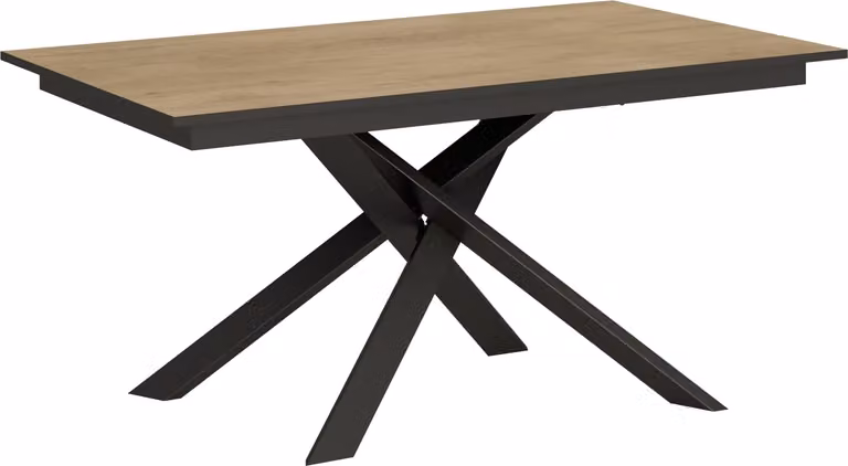 ITYHOME - Tavolo allungabile 160/220x80 cm Ganty quercia natura - bordo antracite telaio e gambe antracite
