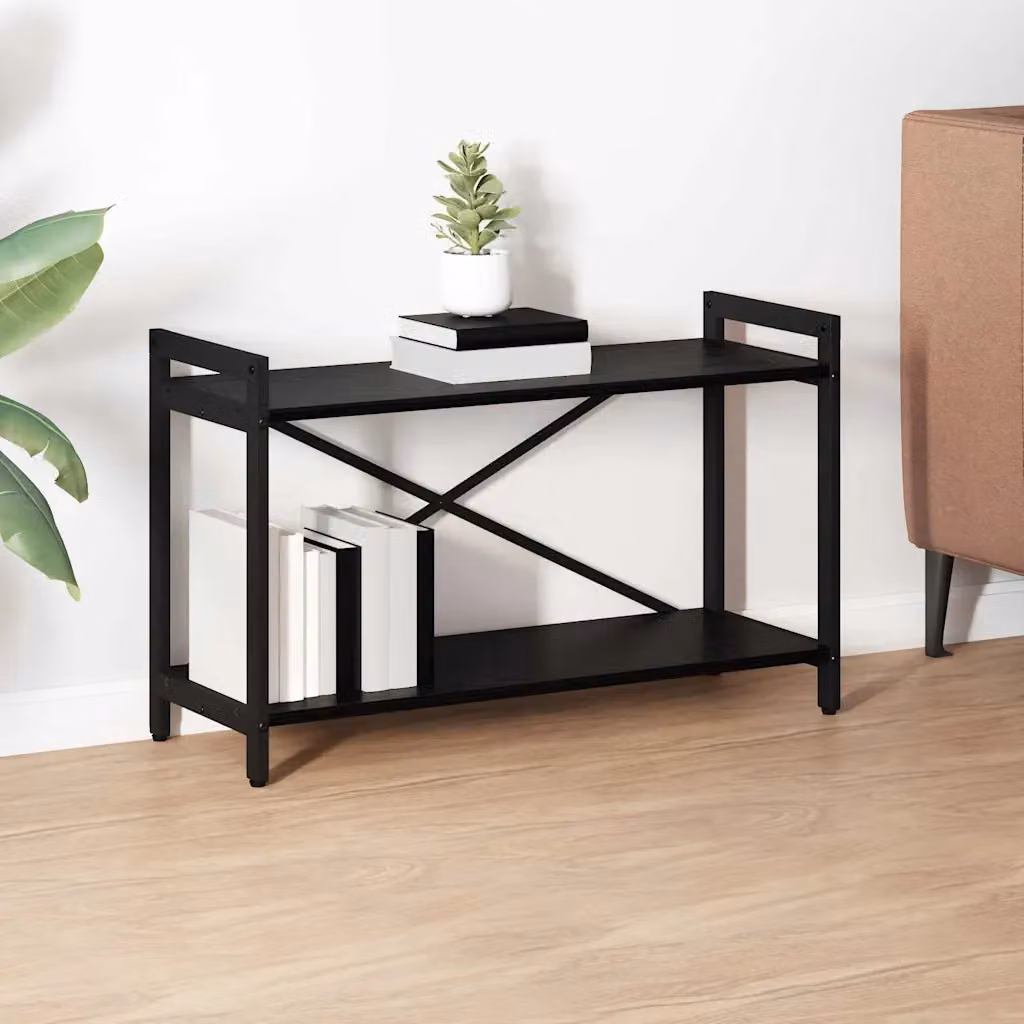 Libreria industrial vidaXL in metallo e MDF, colore nero e marrone, L 80 cm x P 30 cm x H 50 cm