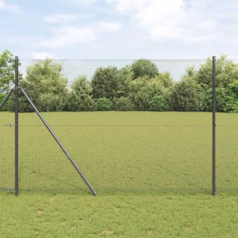 Recinzione a rete saldata vidaXL da fissare a terra in acciaio e PVC, Grigio, L: 50 cm, H: 1,5 m