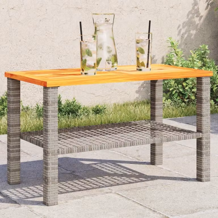 Maison Exclusive - Tavolo da giardino grigio, 70x38x42 cm, in rattan sintetico e legno di acacia