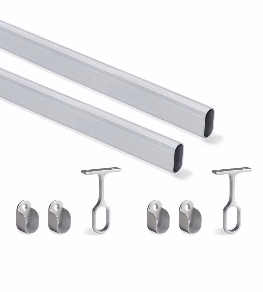 Emuca Kit Tubo Appendiabiti - Alluminio - 30x15 mm